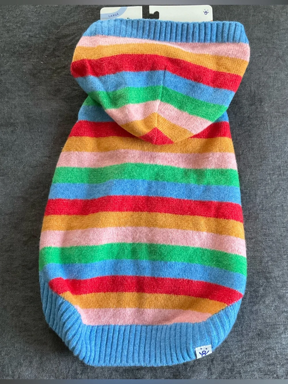 NWT Oodles Hooded Striped Fall Dog Sweater, size Large (25-45 lbs)